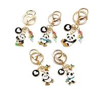 ARFUKA 5 Stück Schlüsselanhänger Edelstahl Eislaufen Panda Anhänger Autoschlüsselanhänger Männer Frauen Schlüsselringe Schlüsselbund Keychain für Geburtstag Weihnachten Feiertag Geschenk