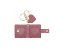 ARFUKA Mini Foto Schlüsselanhänger aus PU-Leder Fotoalbum für 2 Bilder Schlüsselbund & Taschenanhänger Violett