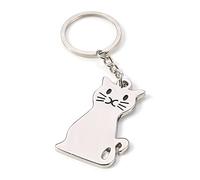 ARFUKA Schlüsselanhänger Edelstahl Auto Schlüsselanhänger Katze Anhänger Metall Keychain Schlüsselbund Geburtstag Weihnachtsgeschenke für Männer und Frauen