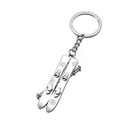 ARFUKA Schlüsselanhänger Edelstahl Doppel Snowboard Anhänger Autoschlüsselanhänger Männer Schlüsselringe Schlüsselbund Keychain für Geburtstag Weihnachten Feiertag Geschenk Gold