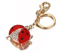 ARFUKA Schlüsselanhänger Edelstahl Iced Out Auto Schlüsselanhänger Bling Marienkäfer Anhänger Strass Taschenanhänger Metall Keychain Schlüsselbund Geburtstag Weihnachtsgeschenke für Männer und Frauen