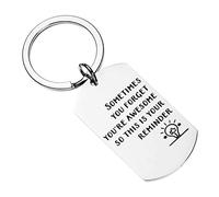 ARFUKA Schlüsselanhänger mit Gravur Sometimes You Forger You're Awesome So This Is Your Reminder Edelstahl Autoschlüsselanhänger Metall Geburtstag Weihnachtsgeschenke für Frauen und Männer Silber