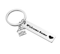 ARFUKA Schlüsselanhänger mit Gravur Welcome Home Edelstahl Autoschlüsselanhänger Metall Keychain Geburtstag Weihnachtsgeschenke für Frauen und Männer Silber