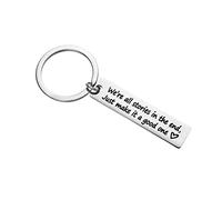 ARFUKA Schlüsselanhänger mit Gravur we're all stories in the end, Just make a good one Edelstahl Autoschlüsselanhänger Metall Keychain Geburtstag Weihnachtsgeschenke für Frauen und Männer Silber