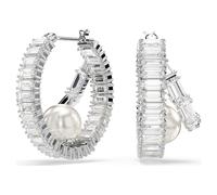 Ariana Grande x Swarovski Kreolen, Kristallperle, Baguette-Schliff, Weiß, Rhodiniert OS