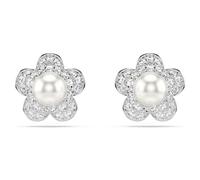 Ariana Grande x Swarovski Ohrstecker, Kristallperle, Rundschliff, Blume, Weiß, Rhodiniert OS