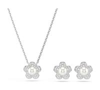 Ariana Grande x Swarovski Set, Kristallperle, Rundschliff, Blume, Weiß, Rhodiniert OS