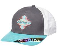 ARIAT Damen Women's Aztec Name Mesh Snap Back Cap Kappe, Grau, Türkis, Koralle, Einheitsgröße