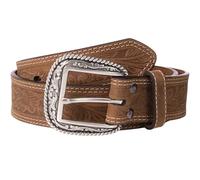 ARIAT Herren-Ledergürtel mit Blumenprägung, Mittelbraun, 54 (50-52" Waist)