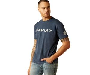 Ariat Herren Navy Shield Flag Tee Shirt, Marineblau, meliert, L