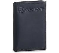 ARIAT Herren Trifold Geldbörse mit geprägtem Logo, echtes Leder, Maße: 7,6 x 10,2 cm, Schwarz, Schwarz, Geldbörsen/Geldbörsen
