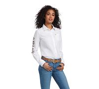 ARIAT Kirby Damen Langarmshirt, Weiß/Leopardenmuster, Größe S, weiß, Small