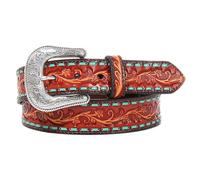 Ariat Ladies 1 1/2" Tooled Floral Buck Lace Belt, X-Large, Brown