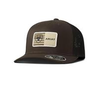 Ariat Men's Brown Flexfit 110 Trucker Cap with American Flag Patch