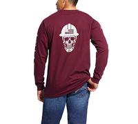 ARIAT Men's Flame Resistant Roughneck Skull Logo T-Shirt Work Utility Tee, Malbec, Large