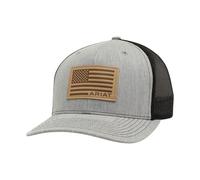 ARIAT Men's Leather Patch Mesh Back Snap Back Cap, Grey
