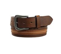 Ariat Men's Stitched Overlay Belt, Size 44, Medium Brown