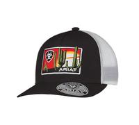 ARIAT Men's Trucker Cap with Desert Scene Patch and Snapback Closure (Black)