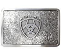 ARIAT Rechteckige Filagree Shield Schnalle für Herren, silber, Einheitsgröße