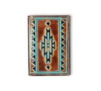 ARIAT Trifold Turquoise Outline Southwest Wallet, Brown