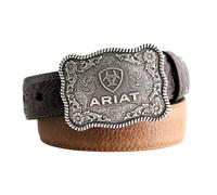 ARIAT Westerng rtel f r Jungen ? Braunes Leder im Used-Look mit antik-silberner Schnalle und floralen Akzenten ? Braun, Gr e 20
