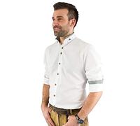arido Trachtenhemd Herren 2624 255 Baumwollhemd Weiß Grün Kariert Hemd Stehkragen Modern Fit Freizeit Shirt (DE/NL/SE/PL, Numerisch, 38, Regular, Regular, weiß)