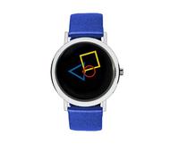 Aristo - Damenarmbanduhr im Bauhausstil mit blauem Lederarmband und schwarzem Ziffernblatt - 100 Jahre Bauhaus Jubliäum - Made in Germany