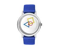 Aristo - Damenarmbanduhr im Bauhausstil mit blauem Lederarmband und weißem Ziffernblatt - 100 Jahre Bauhaus Jubliäum - Made in Germany