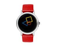 Aristo - Damenarmbanduhr im Bauhausstil mit rotem Lederarmband und schwarzem Ziffernblatt - 100 Jahre Bauhaus Jubliäum - Made in Germany