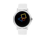 Aristo - Damenarmbanduhr im Bauhausstil mit weißem Lederarmband und schwarzem Ziffernblatt - 100 Jahre Bauhaus Jubliäum - Made in Germany