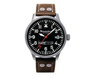 Aristo Herren Messerschmitt Uhr Fliegeruhr Rote 7 Automatik 109-42R7-A Leder