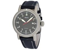 Aristo Herrenuhr Automatik Fliegeruhr 3H83 automatisches Kaliber Aristomatic SW200 Uhrwerk Edelstahl schwarzes Lederarmband 5ATM wasserdicht
