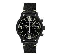 Aristo Messerschmitt Chronograph ME-3H205M-PVD - Präzision & Eleganz in Schwarz - Ø 42 mm - Mineralglas - Lederband schwarz - Schweizer Ronda Chronographen Quarzwerk 5030.D - Made in Germany