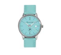 Aristo Messerschmitt Herren Uhr Kabinenroller KR202-TL mit Zifferblatt und Lederarmband in der Farbe türkis - Quarz-Werk - Made in Germany