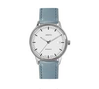 Aristo Unisex Bauhaus Automatik Armbanduhr - Light Blue farbendes Lederarmband und poliertem silberweißem Edelstahl Ziffernblatt mit Front aus Mineralglas - Made in Germany