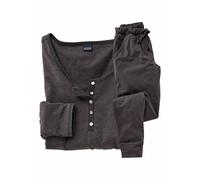 Pyjama ARIZONA, Damen, Gr. 48/50, grau (anthrazit, meliert), Single Jersey, Obermaterial: 60% Baumwolle, 40% Polyester, meliert, bequem lang, Rundhals, Homewear-Sets Pyjama, in melierter Qualität mit