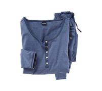 Pyjama ARIZONA Gr. 48/50, blau (jeans, meliert) Damen Homewear-Sets Pyjamas in melierter Qualität mit Knopfleiste (503645-48)