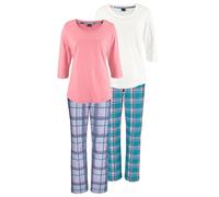 Arizona Pyjama, (2 Stück), mit passenden Basicshirts 36/38 rosa Damen Pyjamas Nachtwäsche Damenwäsche Pyjama 36/38 koralle, kariert