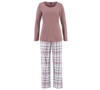 Pyjama ARIZONA, Damen, Gr. 44/46, lila (mauve, weiß), Single Jersey, Obermaterial: 100% Baumwolle, kariert, Basic, Basic lang, Rundhals, Langarm eingesetzt, Homewear-Sets, mit Karo Muster (27502731-44