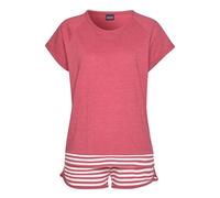 Shorty ARIZONA, Damen, Gr. 40/42, rot (dunkelrot, meliert), Single Jersey, Obermaterial: 60% Baumwolle, 40% Polyester, Basic, loose fit kurz, Rundhals, Kurzarm Raglanärmel, Homewear-Sets, mit gestreif