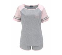 Shorty ARIZONA, Damen, Gr. 44/46, grau (grau, rosa), Single Jersey, Obermaterial: 100% Baumwolle, Basic, Basic kurz, Rundhals, Raglanärmel,mit Ärmelbesatz kontrastfarben, Homewear-Sets Shorty, mit Rag