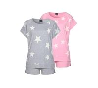 Shorty ARIZONA, Damen, Gr. 32/34, grau (rosa, grau), Obermaterial: 60% Baumwolle, 40% Polyester. Obermaterial 2: 90% Baumwolle, 10% Polyester, bequem kurz, Rundhals, Raglanärmel, Homewear-Sets, in mel