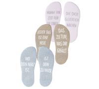 Arizona Kuschelsocken (3-Paar) mit Antirutsch in Form eines Spruches, rosa | camel | hellblau