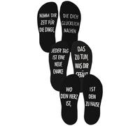 Arizona Kuschelsocken (3-Paar) mit Antirutsch in Form eines Spruches, schwarz