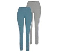 Arizona Leggings (2er-Pack) mit breitem Streifen, hellpetrol | hellgrau-meliert