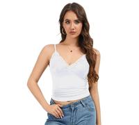 Arkim Tank Top Damen Spaghetti Träger Halfter Spitze Stricken Stretch Slim Fit Lässig Bogen Sexy Verstellbarer Schultergurt Frauen Summer Tops(Weiß,S)
