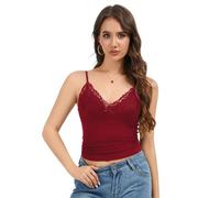 Arkim Tank Top Damen Spaghetti Träger Halfter Spitze Stricken Stretch Slim Fit Lässig Bogen Sexy Verstellbarer Schultergurt Frauen Summer Tops(Burgunderrot,M)