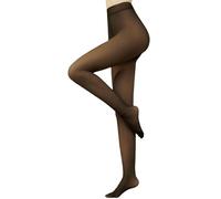 Arkim Thermo Strumpfhose gefüttert S/M/L/XL, Beine abnehmen Strumpfhosen Damen Winter Gefälschte Durchscheinend Plüschstrümpfe Wärmende Fleece Leggings(Schwarz-Dickem Fleecefutter, XXL)
