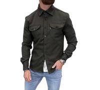 ArknAv Herren-B-Button-Down-Sshirt-Jacke, lässige, stilvolle Hemdjacken, lässiges Jugend-Herrenhemd (Large,Green)