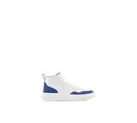 Armani Exchange 024 Female Comfort Fit, Cow Suede, Side Sewn Logo Sneaker White/Blue 37